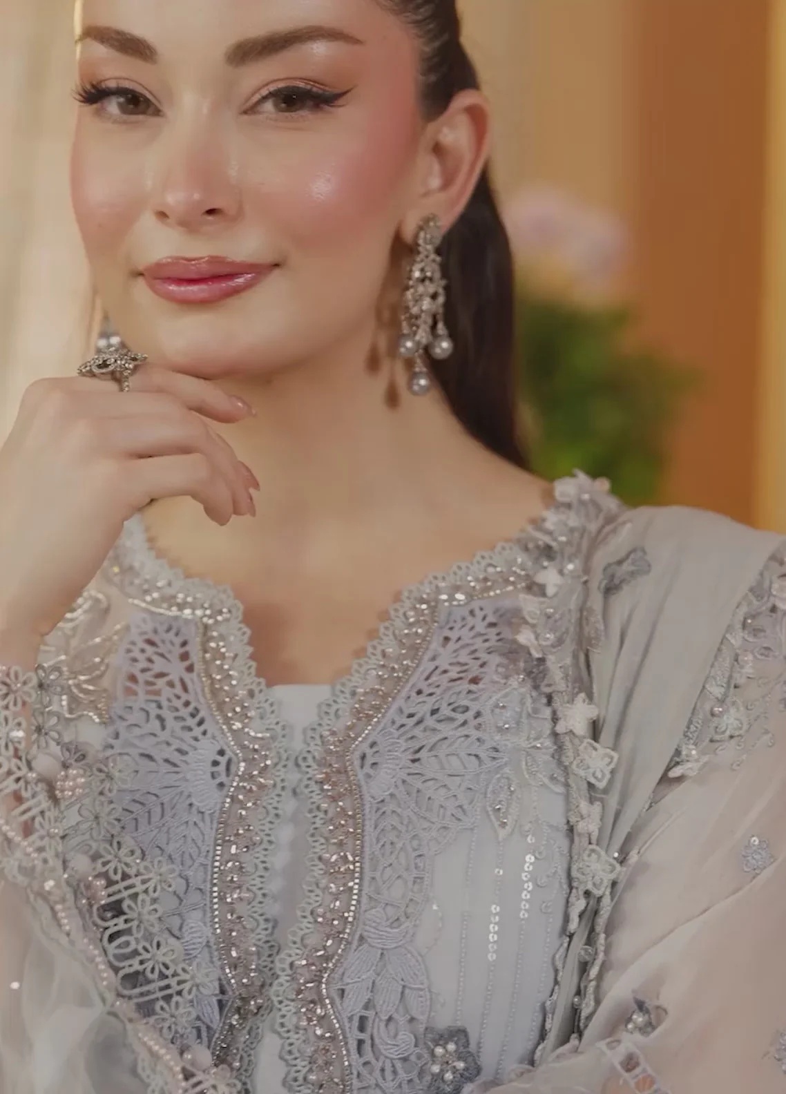 Maria B Unstitched GRAY pakistani fashion outfit in grey tones.